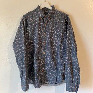 J.Crew Men's Large Navy Floral Long-Sleeve Button-Up Shirt"